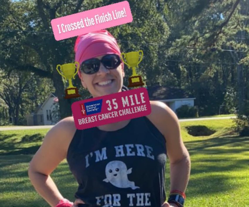 Shannon Harrison Posey completed her 35 Mile Breast Cancer Awareness Challenge on the last day of October.